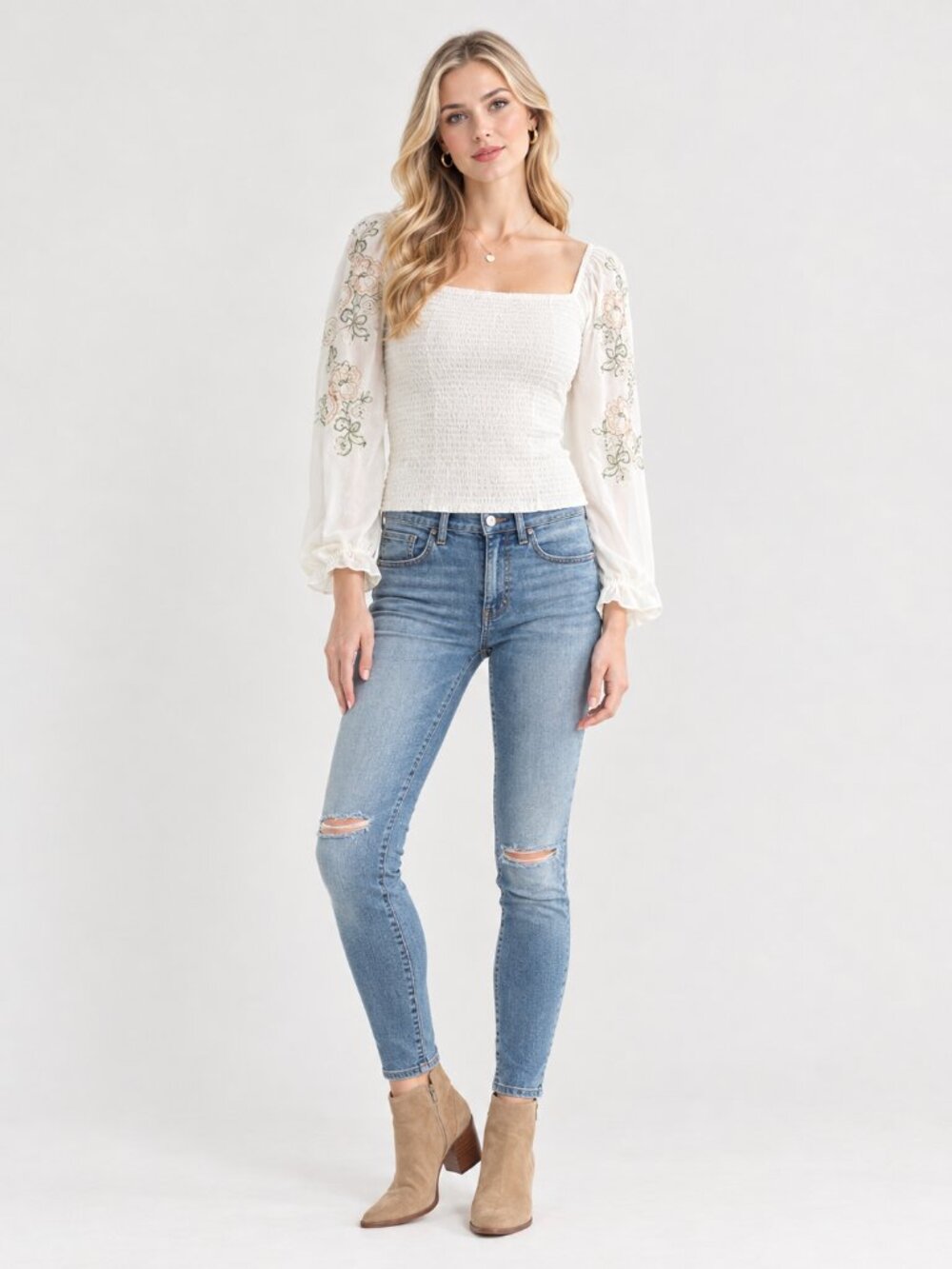 Lucky Brand Ava Skinny Jeans Ripped Distressed Mid Rise Ridge Dest #A4525